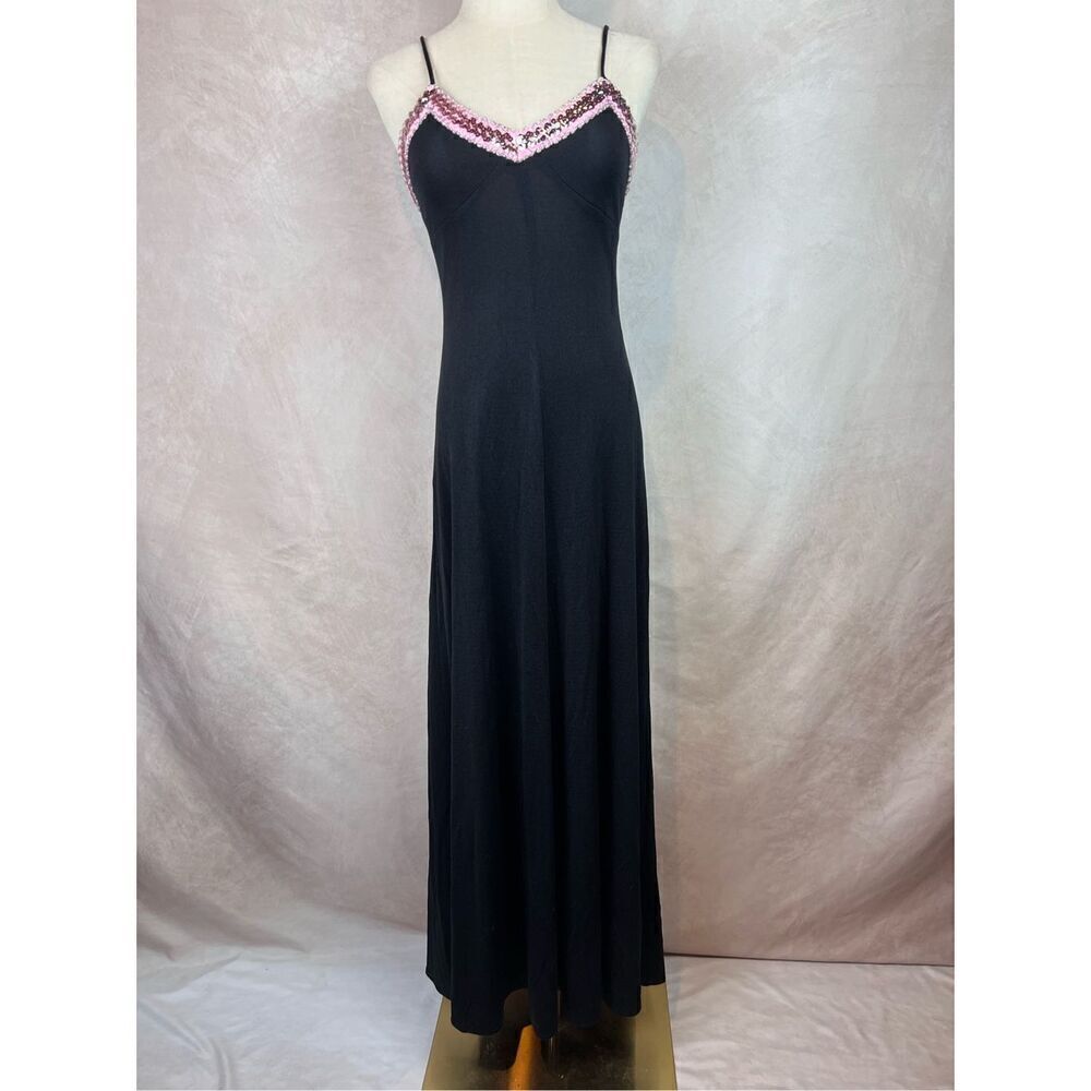 Vintage 1970s Black Maxi Dress Jinty’s of London XS